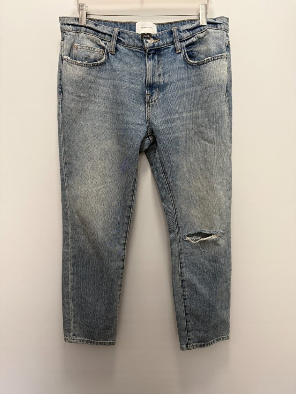 Current/Elliott The Stiletto Cropped Skinny Jeans Light Wash Blue Distressed 29